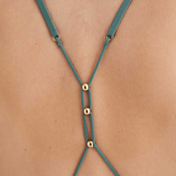 Aerie Hibiscus Lace Strappy Triangle Beaded Bralette - Picture 3 of 10